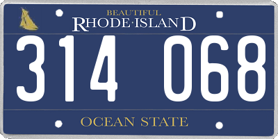 RI license plate 314068