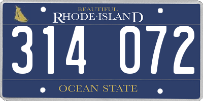 RI license plate 314072