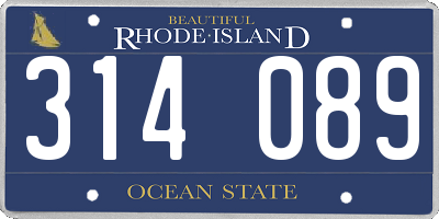 RI license plate 314089