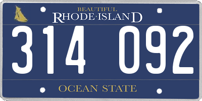 RI license plate 314092