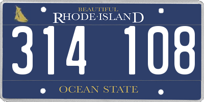 RI license plate 314108