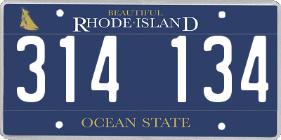 RI license plate 314134