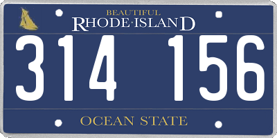 RI license plate 314156