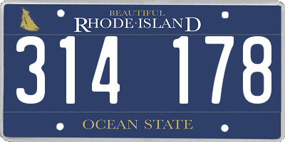 RI license plate 314178