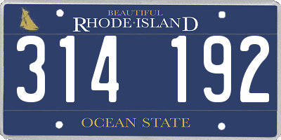 RI license plate 314192