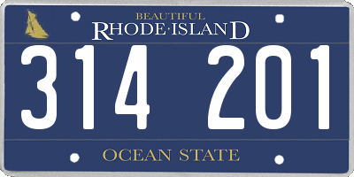 RI license plate 314201