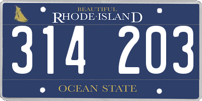 RI license plate 314203