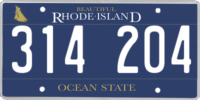 RI license plate 314204