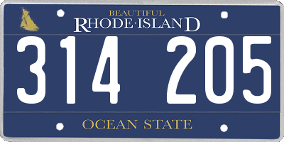 RI license plate 314205