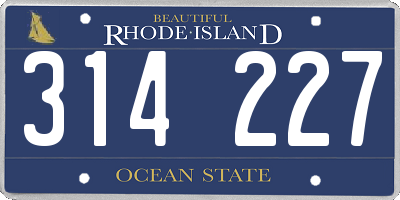 RI license plate 314227