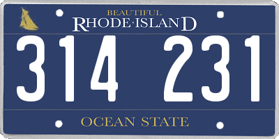 RI license plate 314231