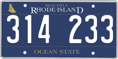RI license plate 314233