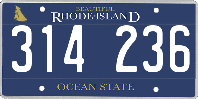 RI license plate 314236
