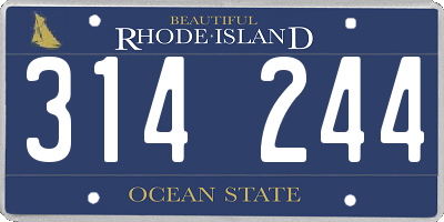 RI license plate 314244