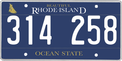 RI license plate 314258