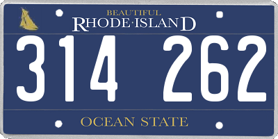 RI license plate 314262