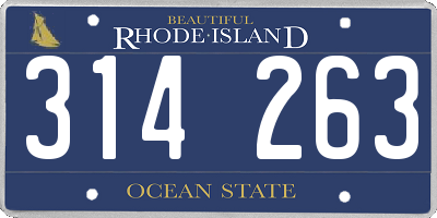 RI license plate 314263