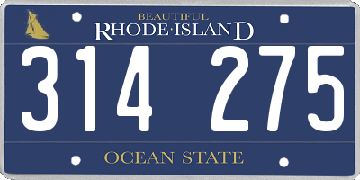 RI license plate 314275