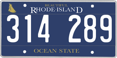 RI license plate 314289