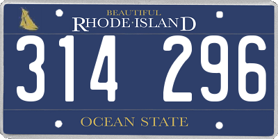 RI license plate 314296