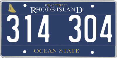 RI license plate 314304