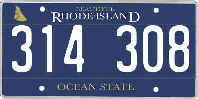 RI license plate 314308
