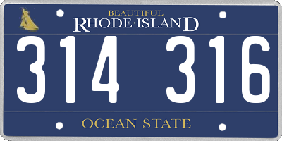 RI license plate 314316