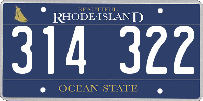 RI license plate 314322