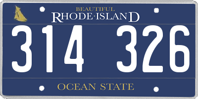 RI license plate 314326