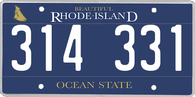 RI license plate 314331