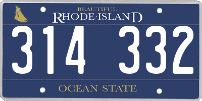 RI license plate 314332