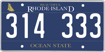 RI license plate 314333