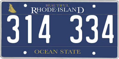 RI license plate 314334