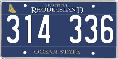 RI license plate 314336