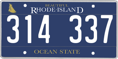 RI license plate 314337