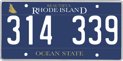 RI license plate 314339