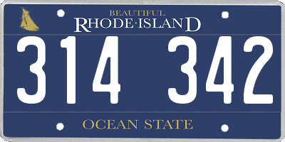 RI license plate 314342