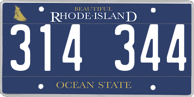 RI license plate 314344