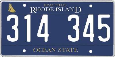 RI license plate 314345