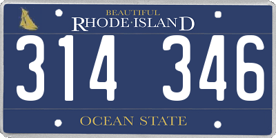 RI license plate 314346