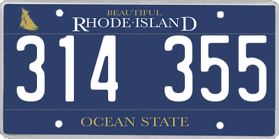 RI license plate 314355