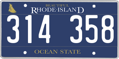RI license plate 314358