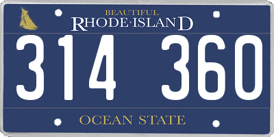 RI license plate 314360