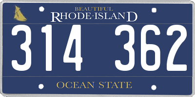 RI license plate 314362