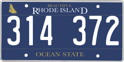 RI license plate 314372