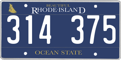 RI license plate 314375