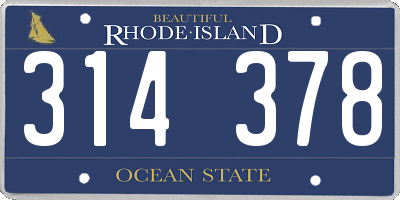 RI license plate 314378