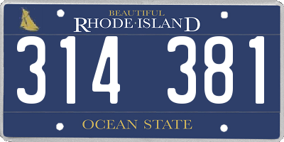 RI license plate 314381
