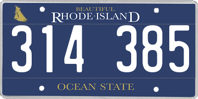 RI license plate 314385