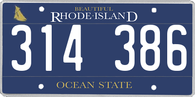 RI license plate 314386